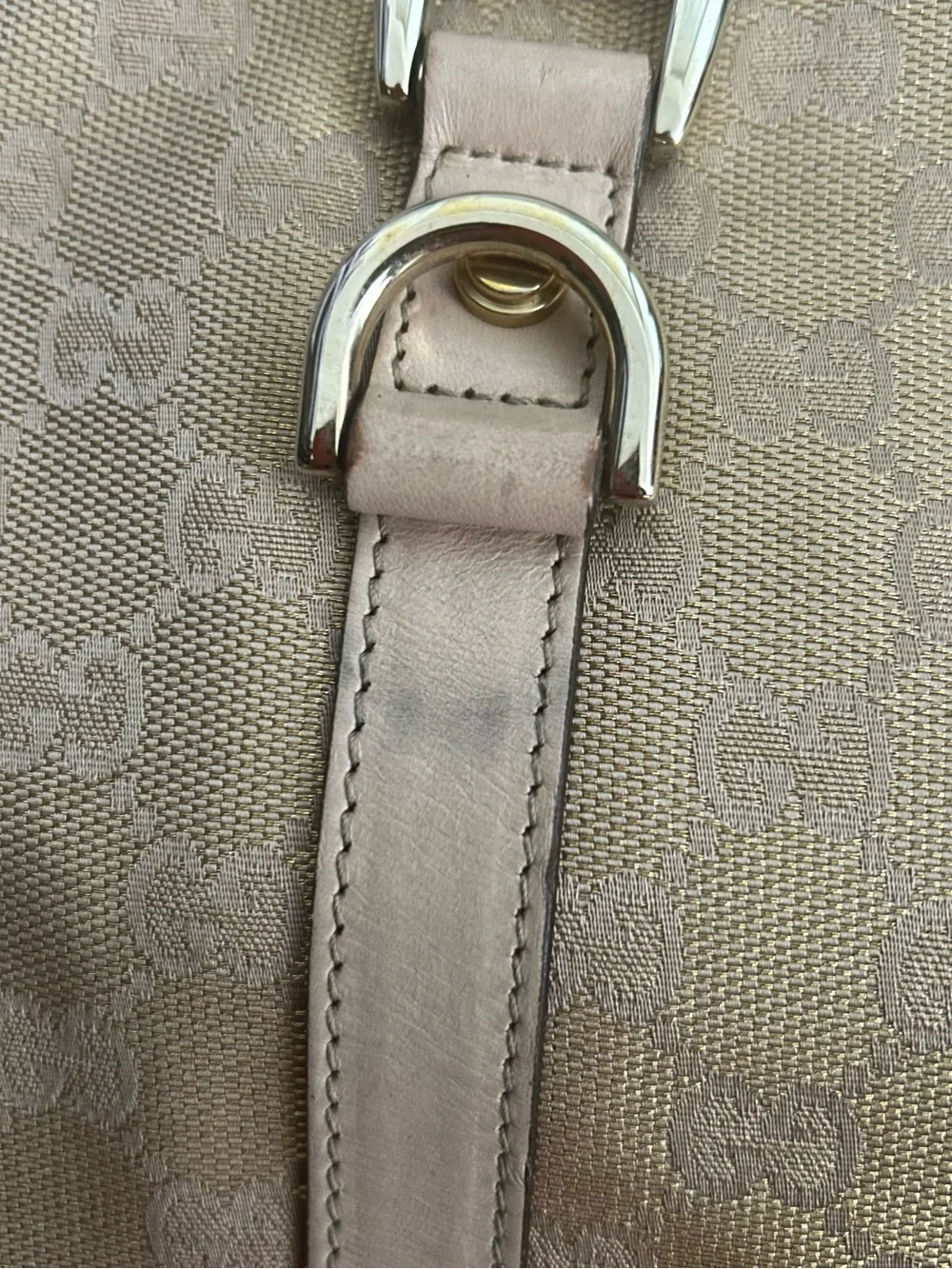Gucci Metallic Rose Gold GG Monogram Abbey D-Ring Tote Bag